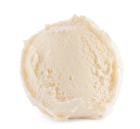 Photo of Cold delicious ice cream ball on white background