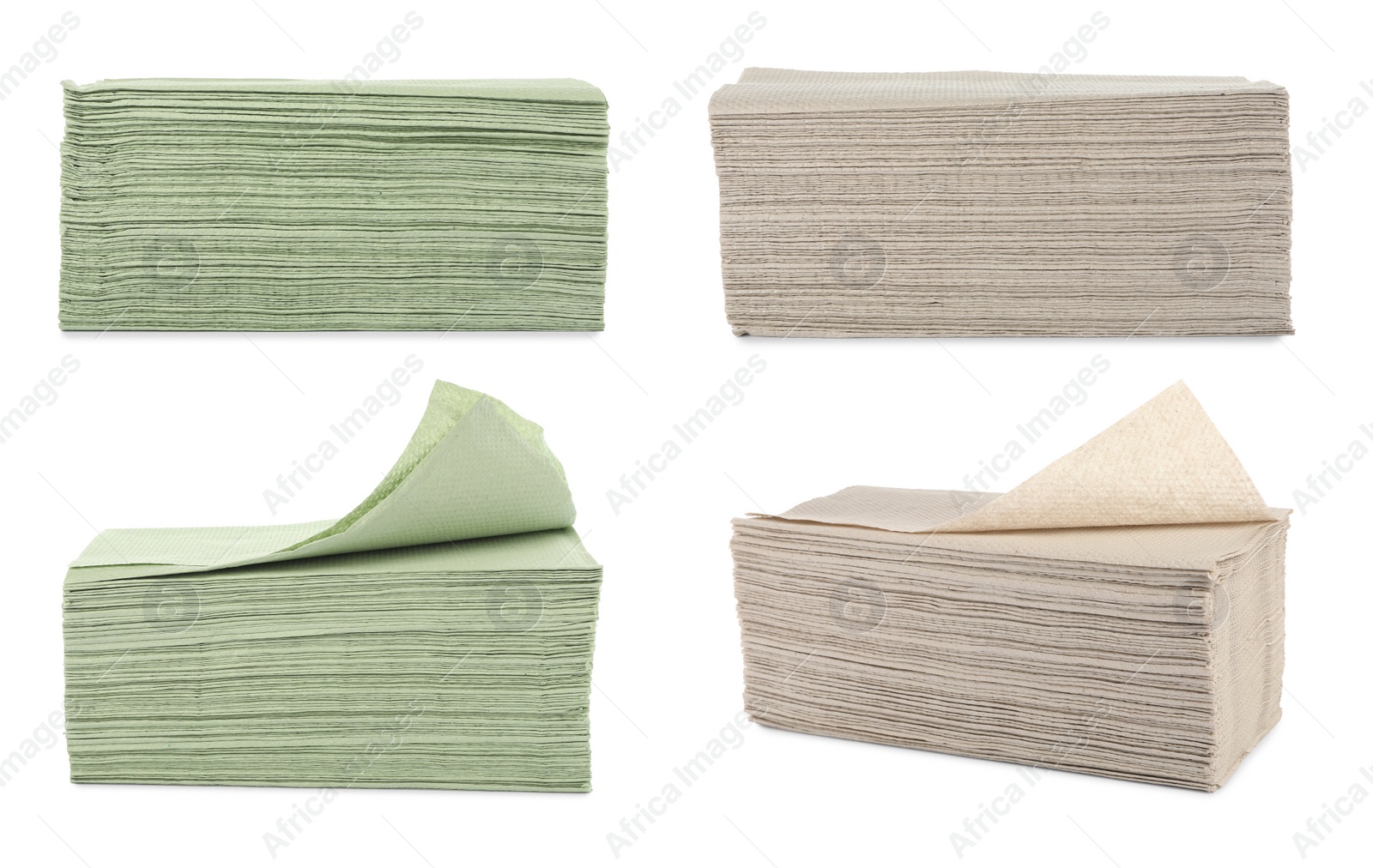 Image of Set of paper towels on white background