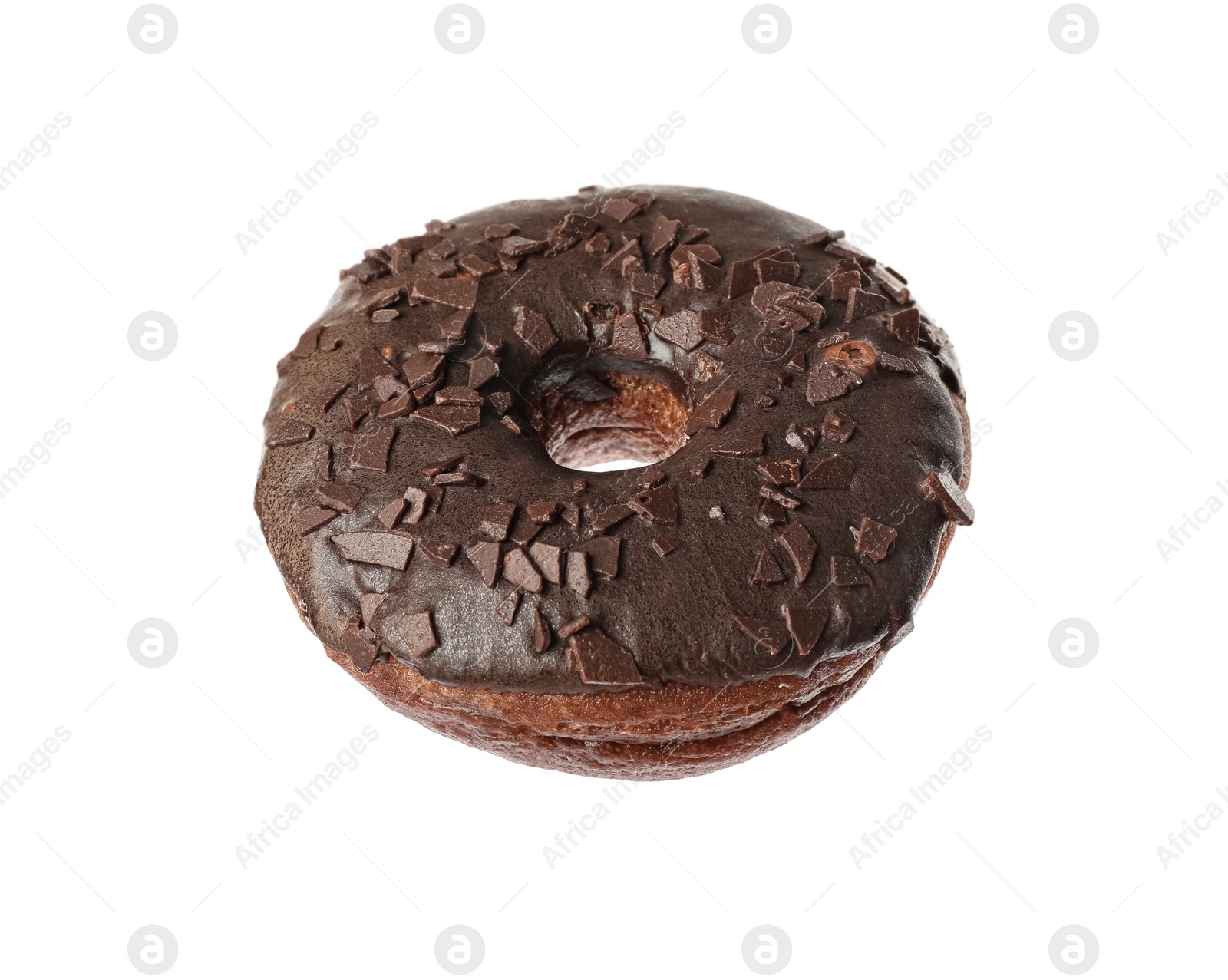 Photo of Sweet tasty glazed donut with chocolate isolated on white