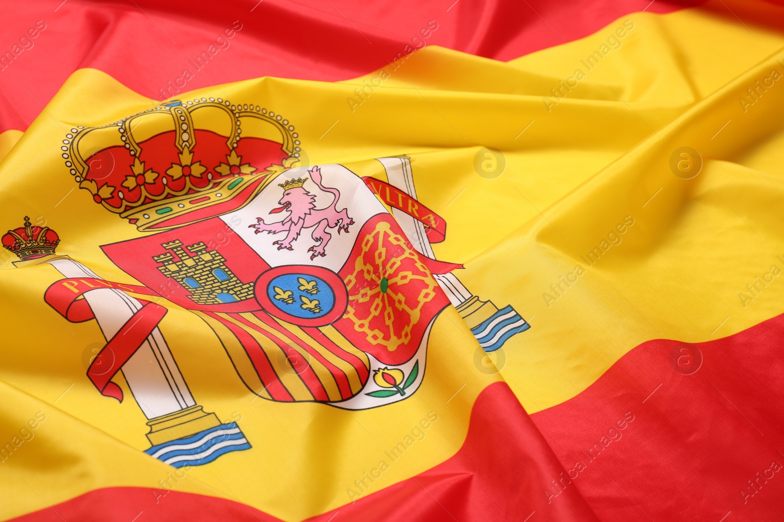 Photo of Flag of Spain as background, closeup. National symbol