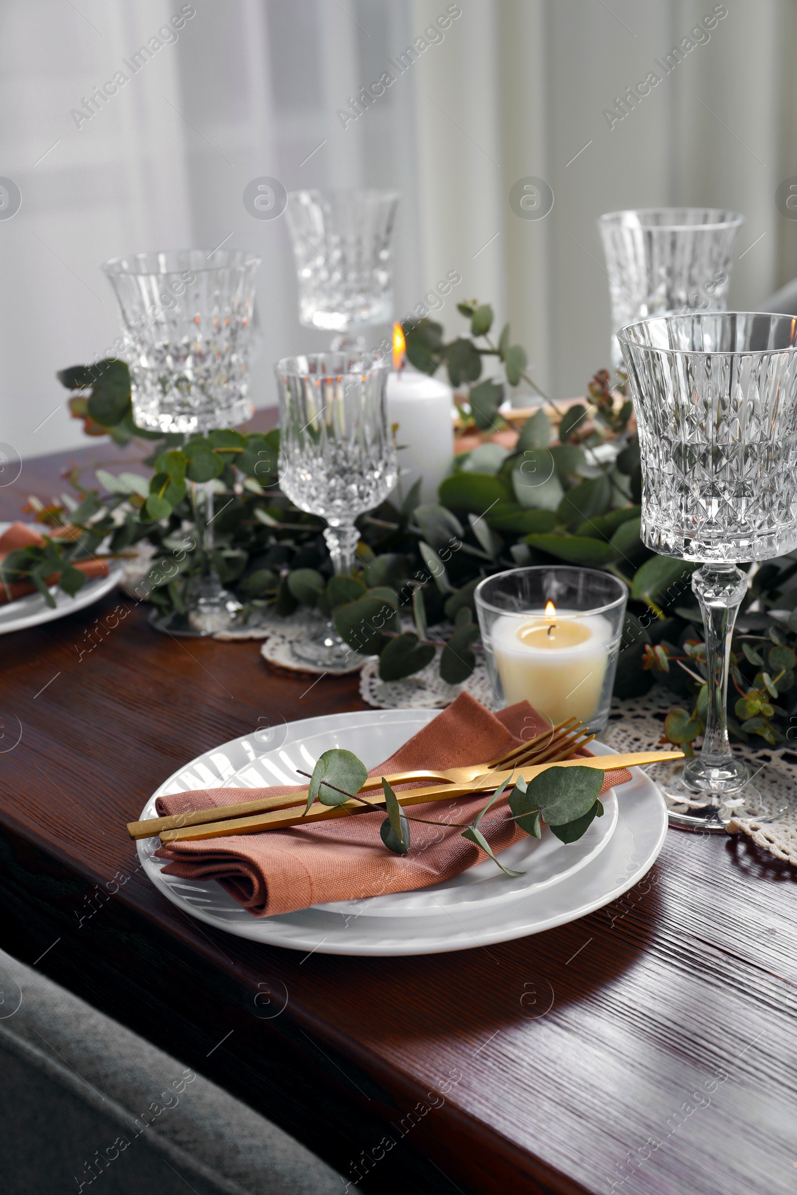 Photo of Stylish elegant table setting for festive dinner indoors