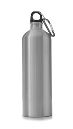 Photo of Aluminum water bottle for sports on white background