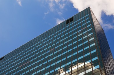 Photo of Exterior of beautiful building against blue sky, low angle view