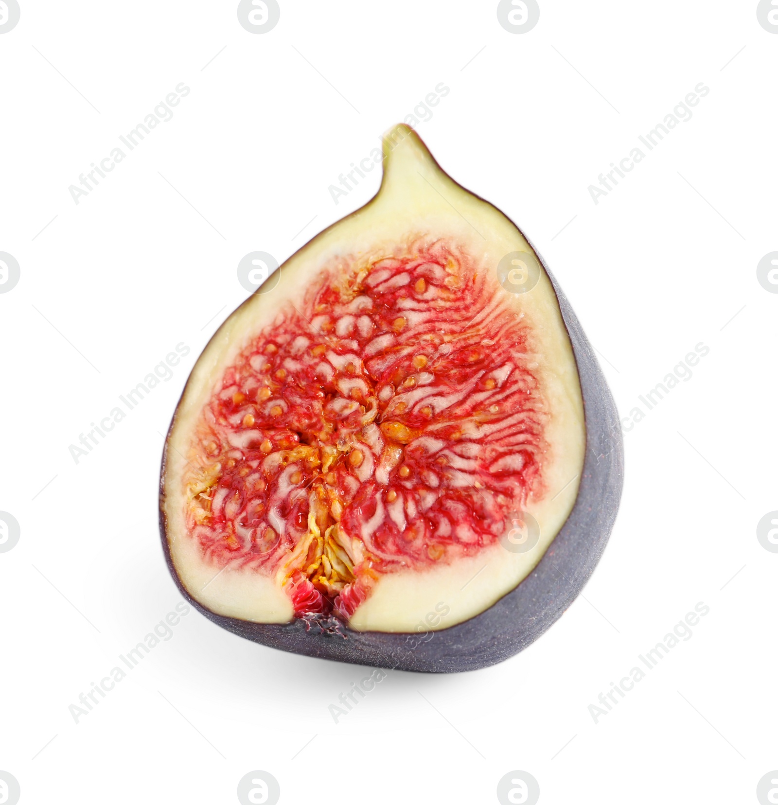 Photo of Half of ripe fresh fig isolated on white