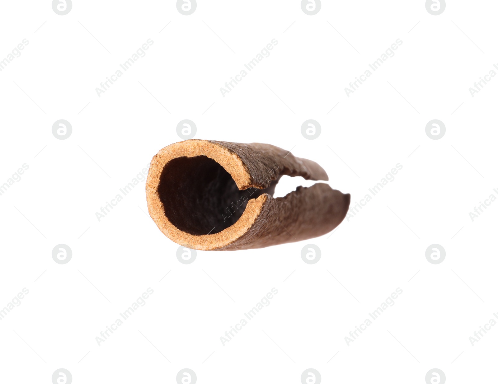 Photo of One aromatic cinnamon stick isolated on white