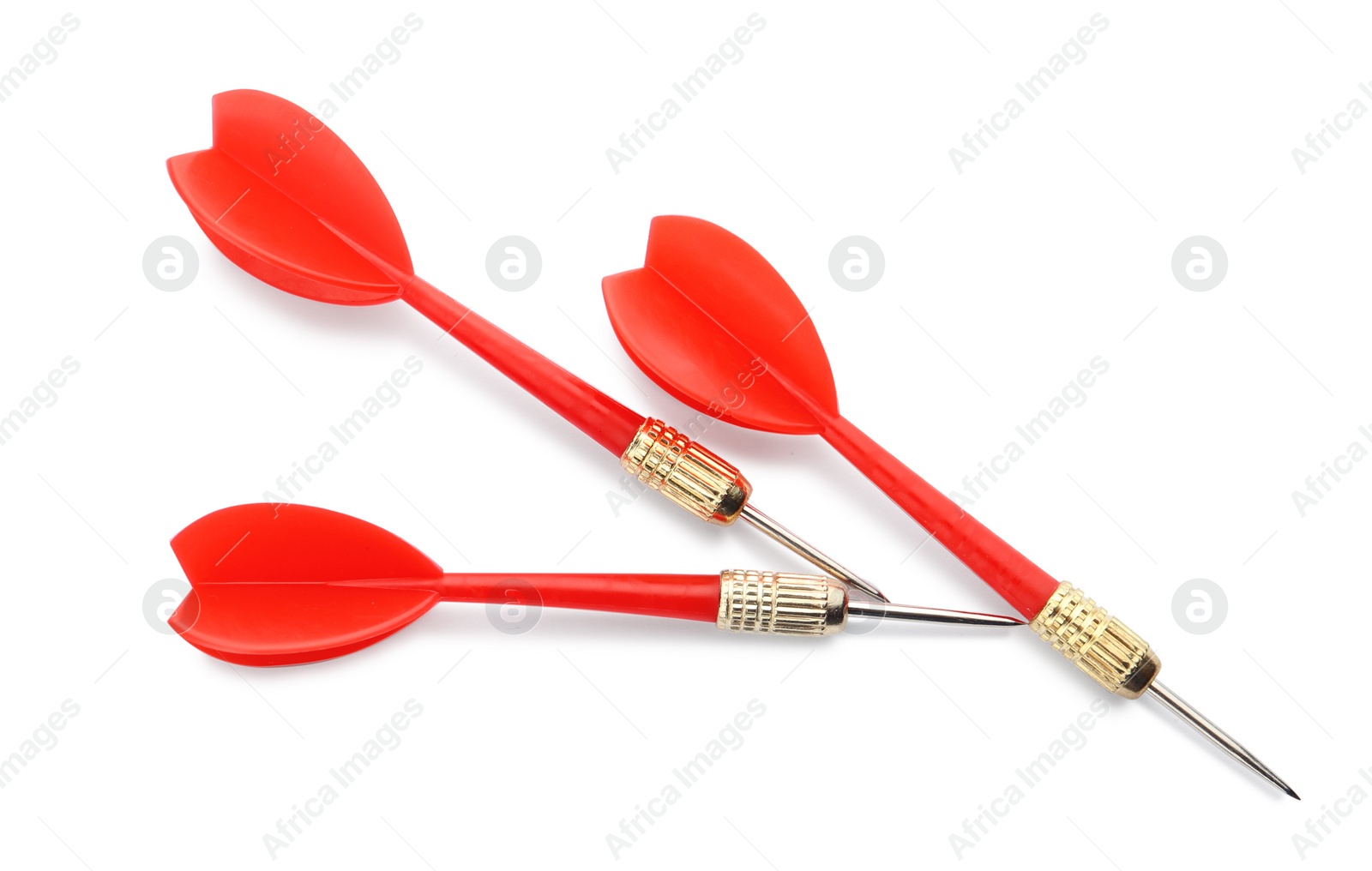 Photo of Sharp bright red darts isolated on white