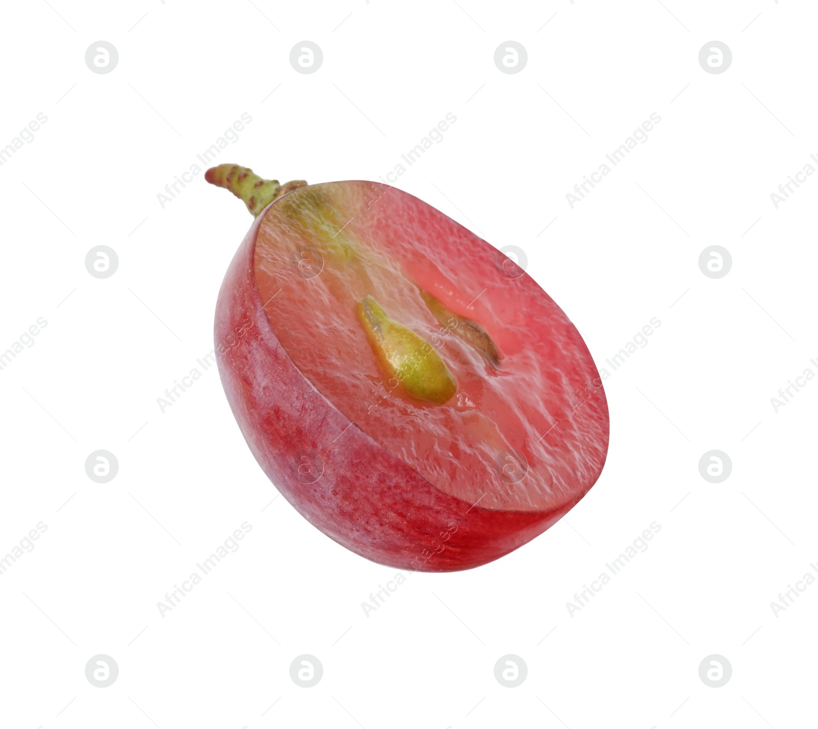 Photo of Half of ripe red grape isolated on white