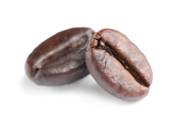 Fresh roasted coffee beans on white background