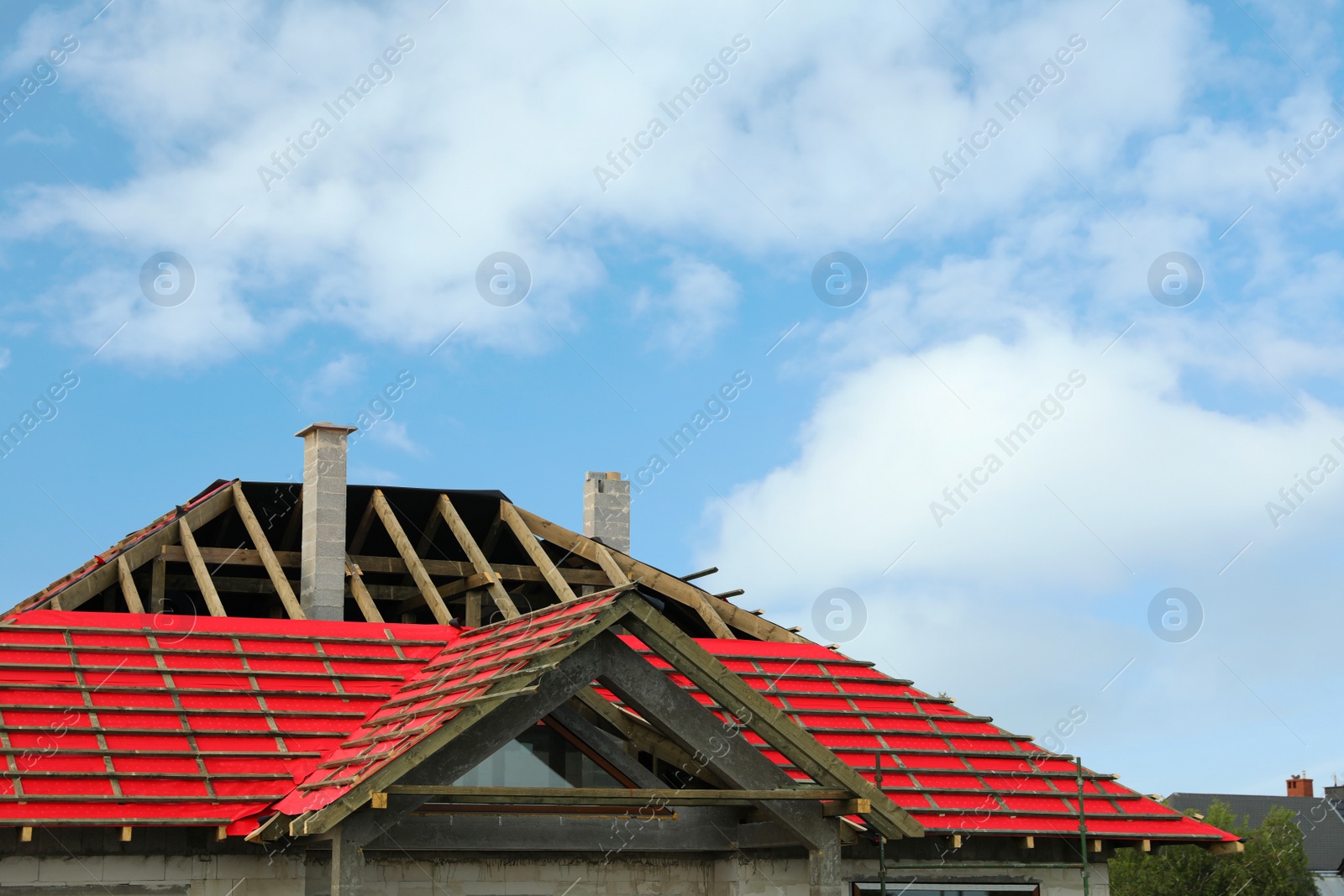 Photo of Roof of house under construction against sky