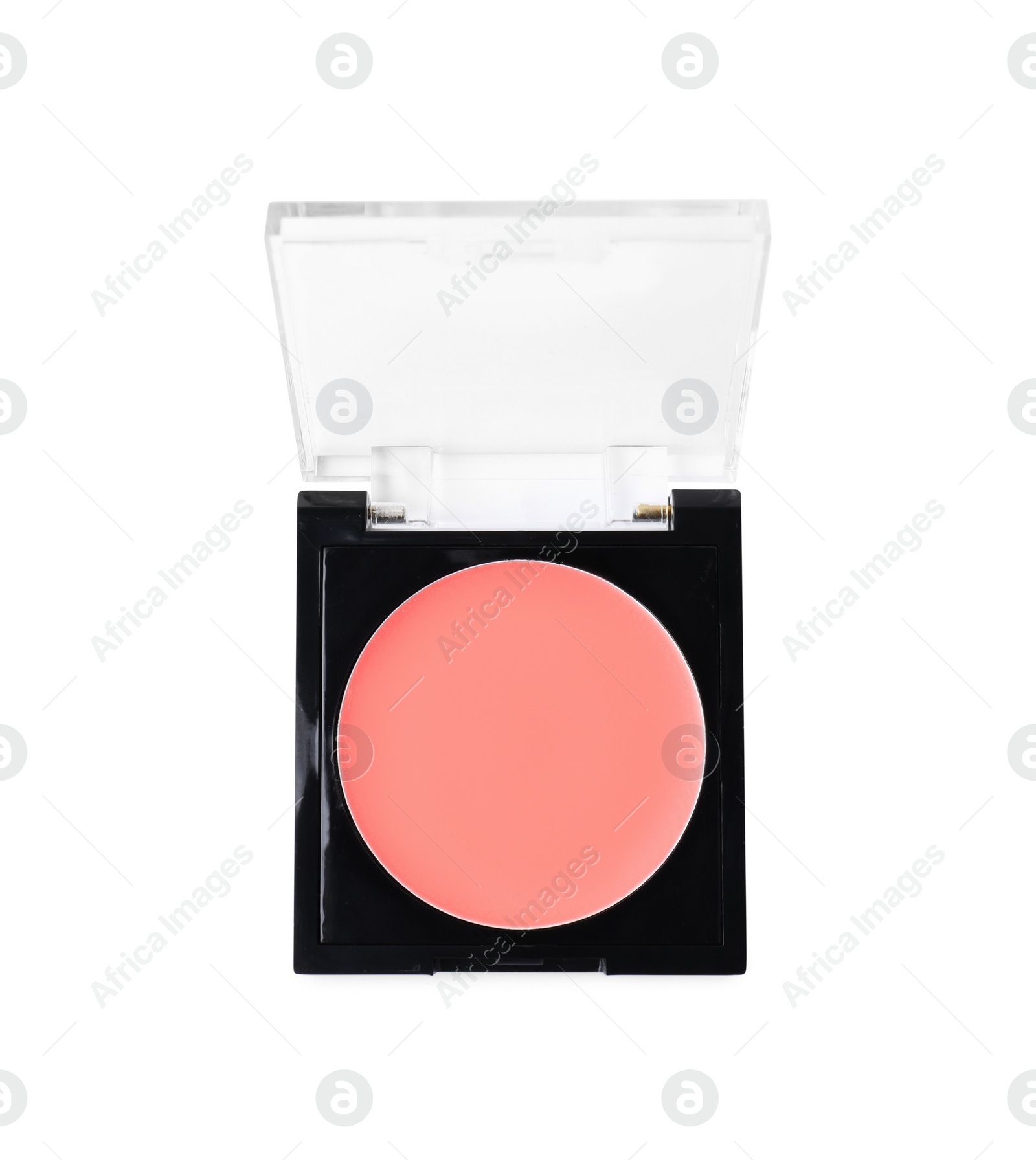 Photo of Cream lipstick palette refill isolated on white, top view. Professional cosmetic product