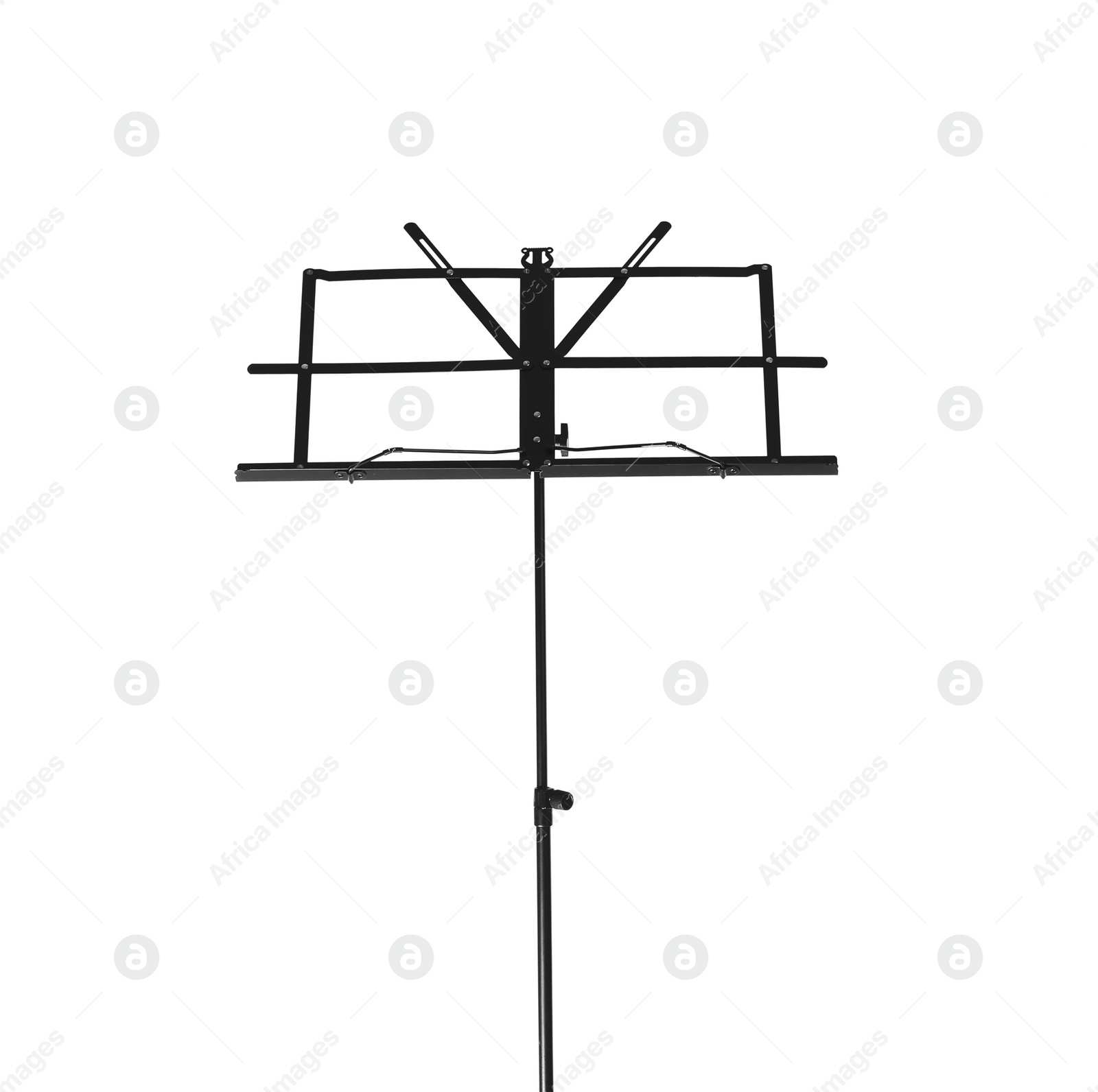 Photo of Empty music note stand on white background