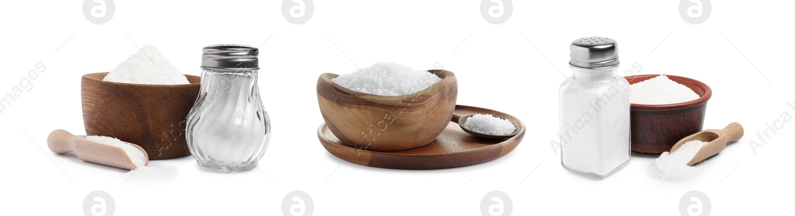 Image of Set of natural salt isolated on white