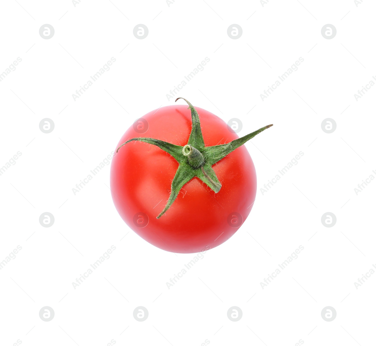 Photo of Fresh ripe red cherry tomato on white background