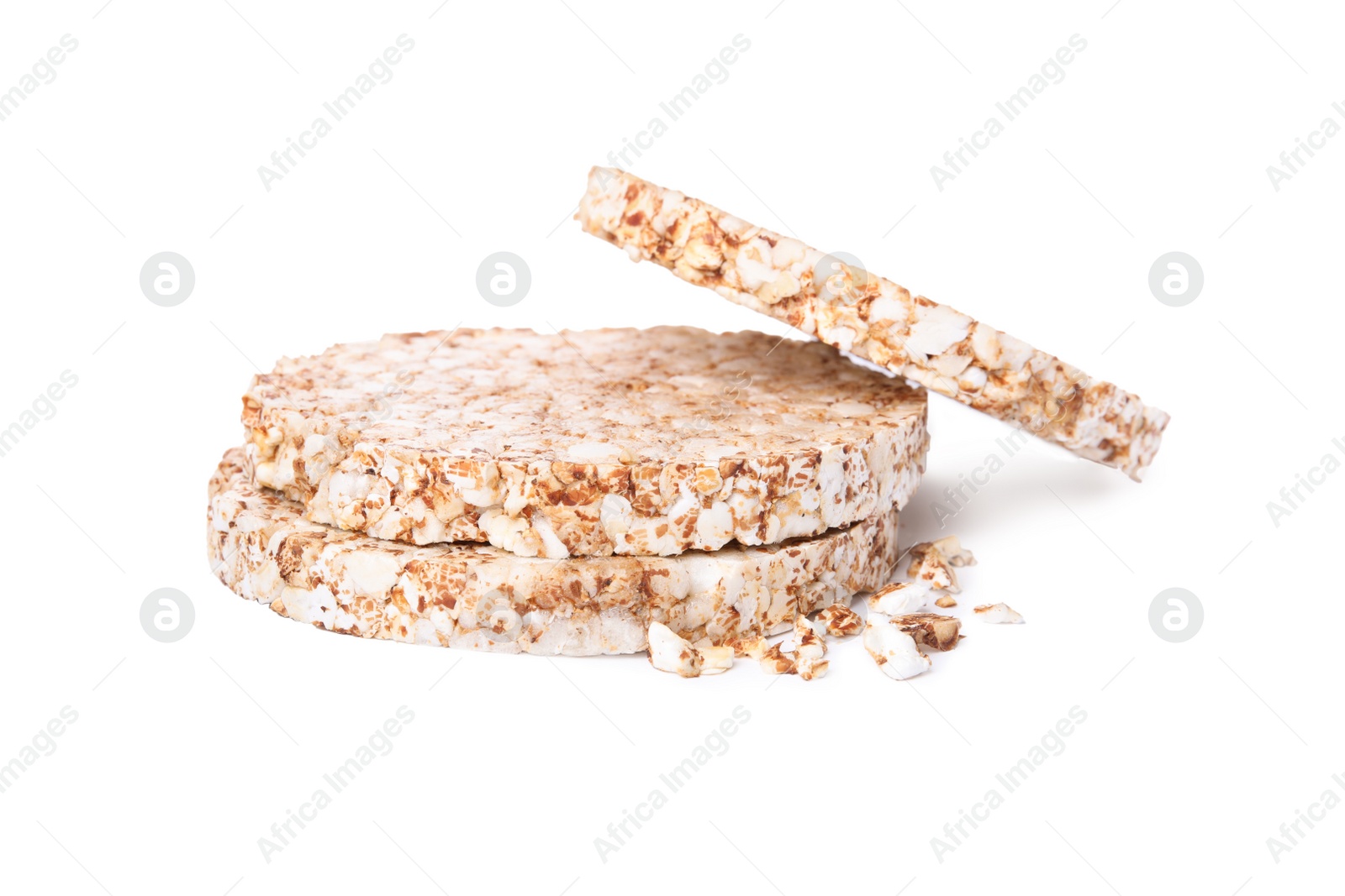 Photo of Fresh crunchy rice cakes isolated on white