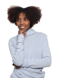 Photo of Portrait of smiling African American woman on white background