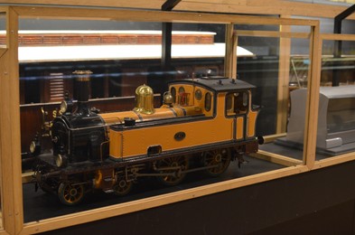 Utrecht, Netherlands - July 23, 2022: Model of old train on display in Spoorwegmuseum