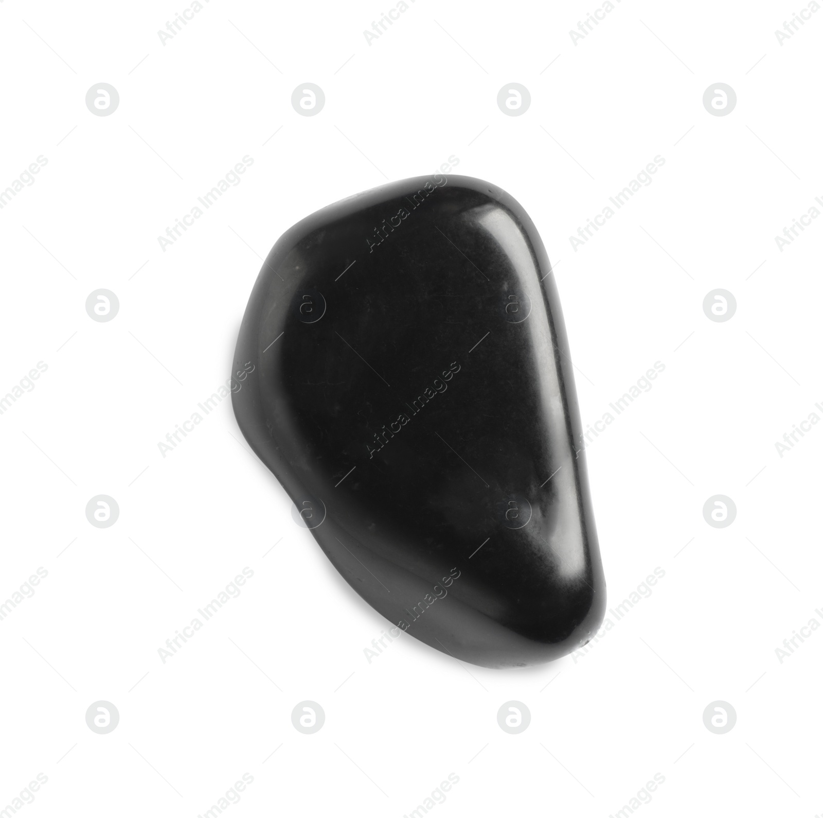 Photo of Black spa stone isolated on white, top view