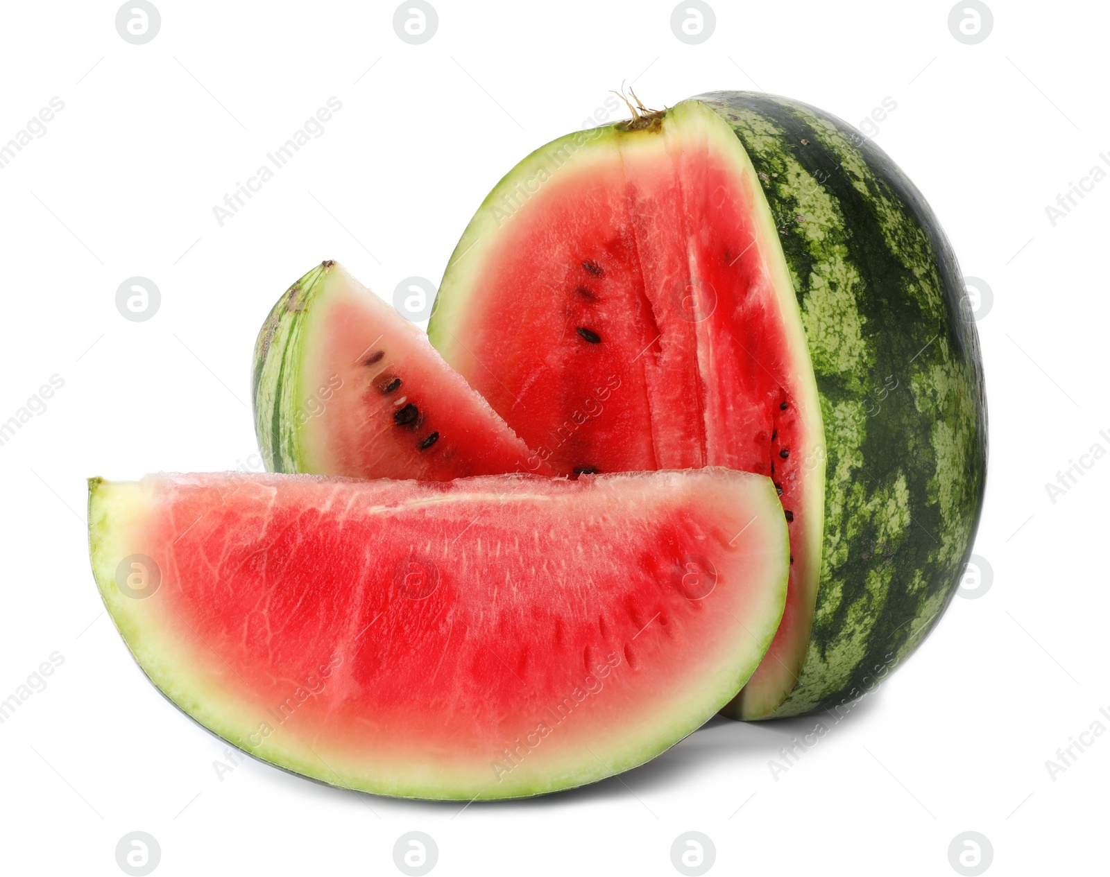 Photo of Sliced ripe watermelon on white background