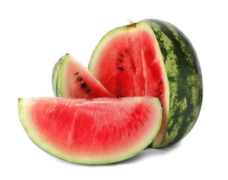 Sliced ripe watermelon on white background