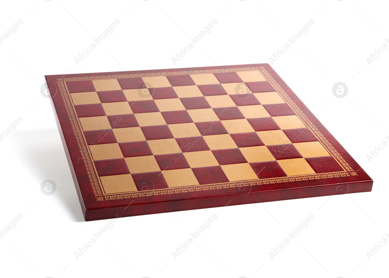 Photo of One wooden chess board isolated on white