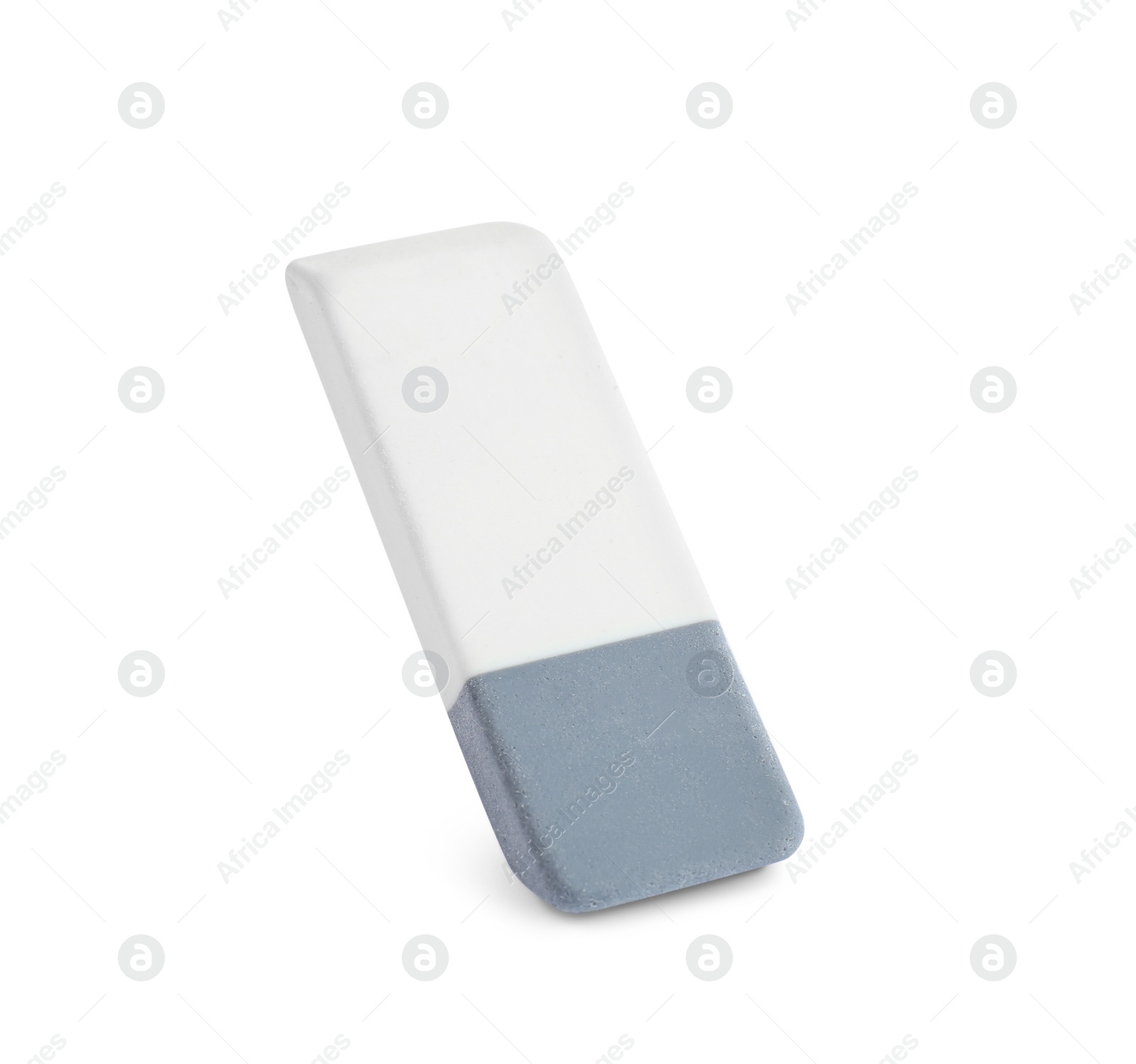 Photo of New double eraser isolated on white. School stationery