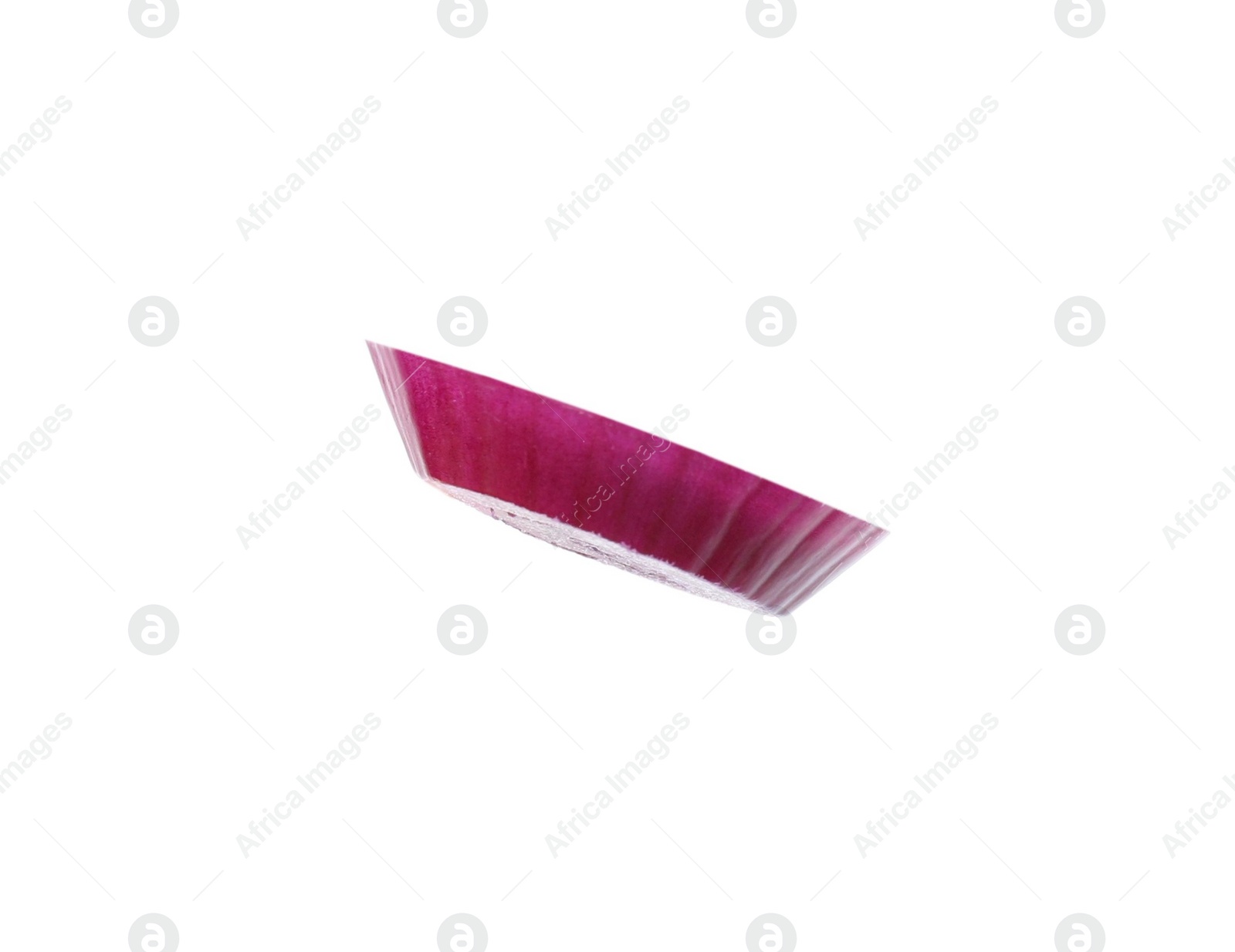 Photo of Slice of fresh red ripe onion isolated on white