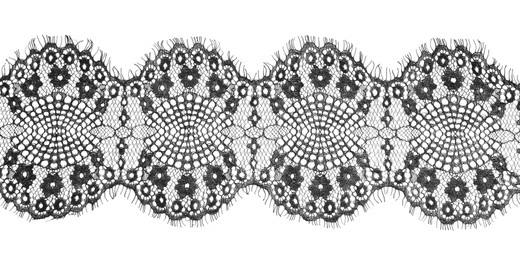 Beautiful lace isolated on white, top view