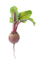 Photo of Whole fresh red beet with leaves isolated on white