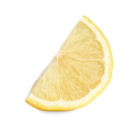 Photo of Citrus fruit. Slice of fresh lemon isolated on white