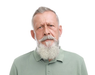 Photo of Portrait of handsome senior man on white background