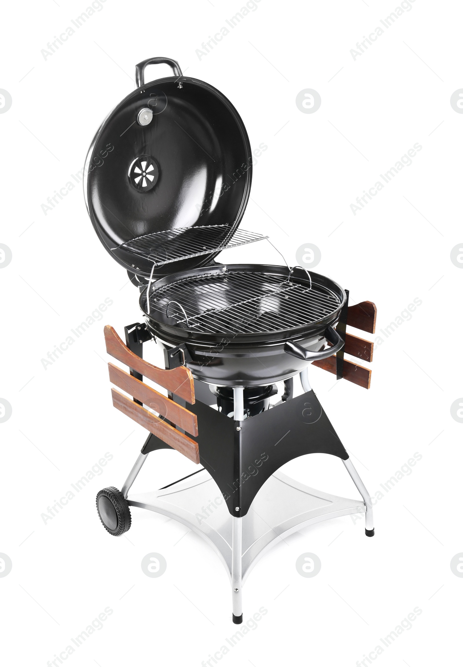 Photo of New modern barbecue grill on white background