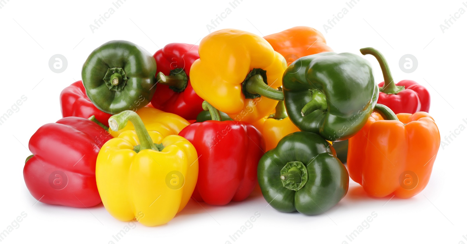 Photo of Fresh ripe bell peppers isolated on white