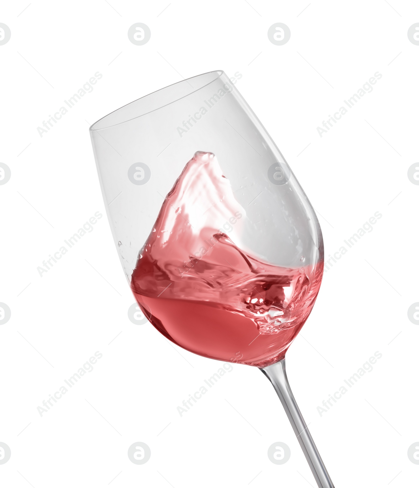 Photo of Glass of delicious rose wine isolated on white