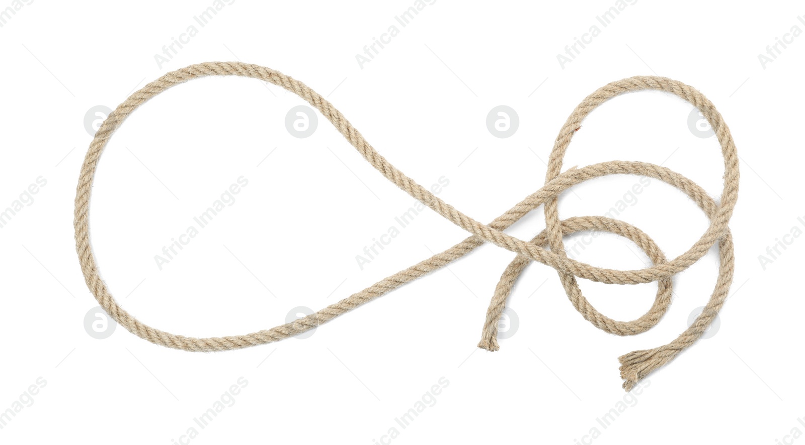 Photo of Hemp rope isolated on white, top view