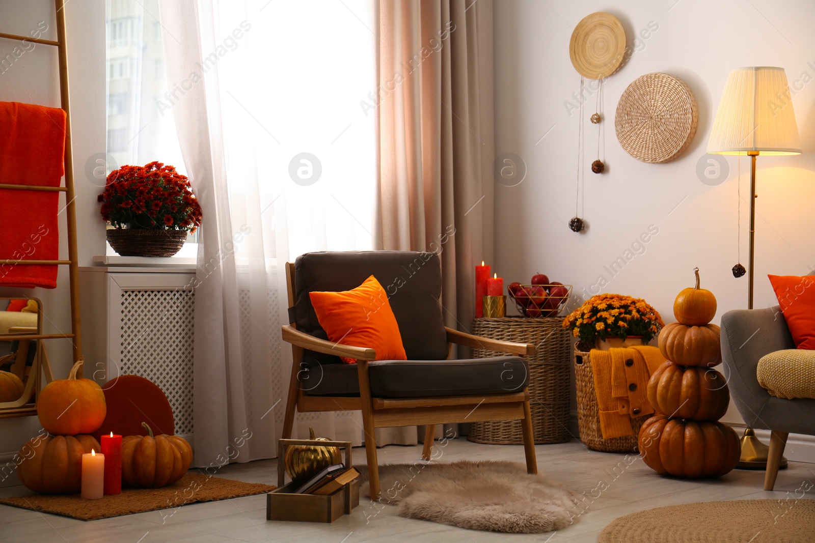 Photo of Cozy living room interior inspired by autumn colors