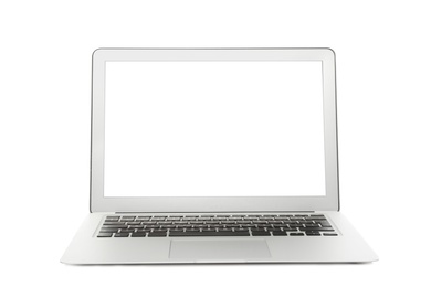 Laptop with blank screen isolated on white. Mockup for design