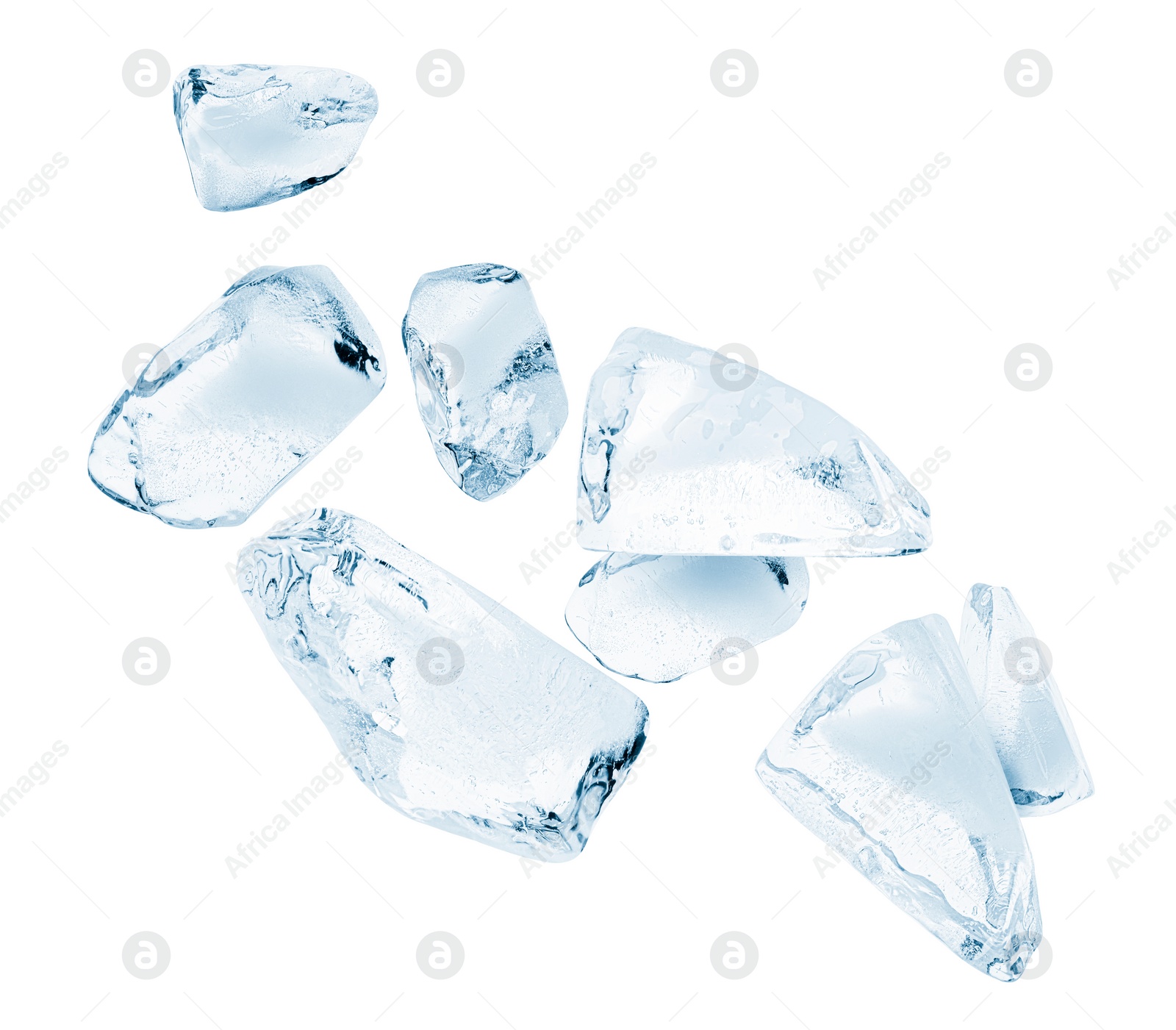 Image of Crushed ice in air on white background