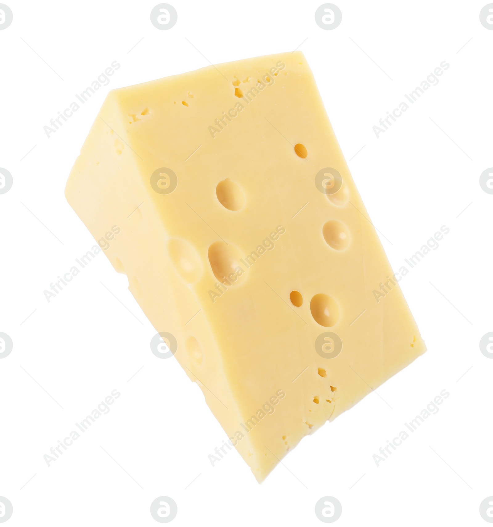 Photo of Piece of delicious cheese isolated on white