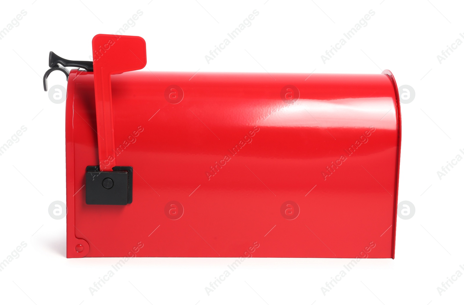 Photo of Shiny red letter box on white background