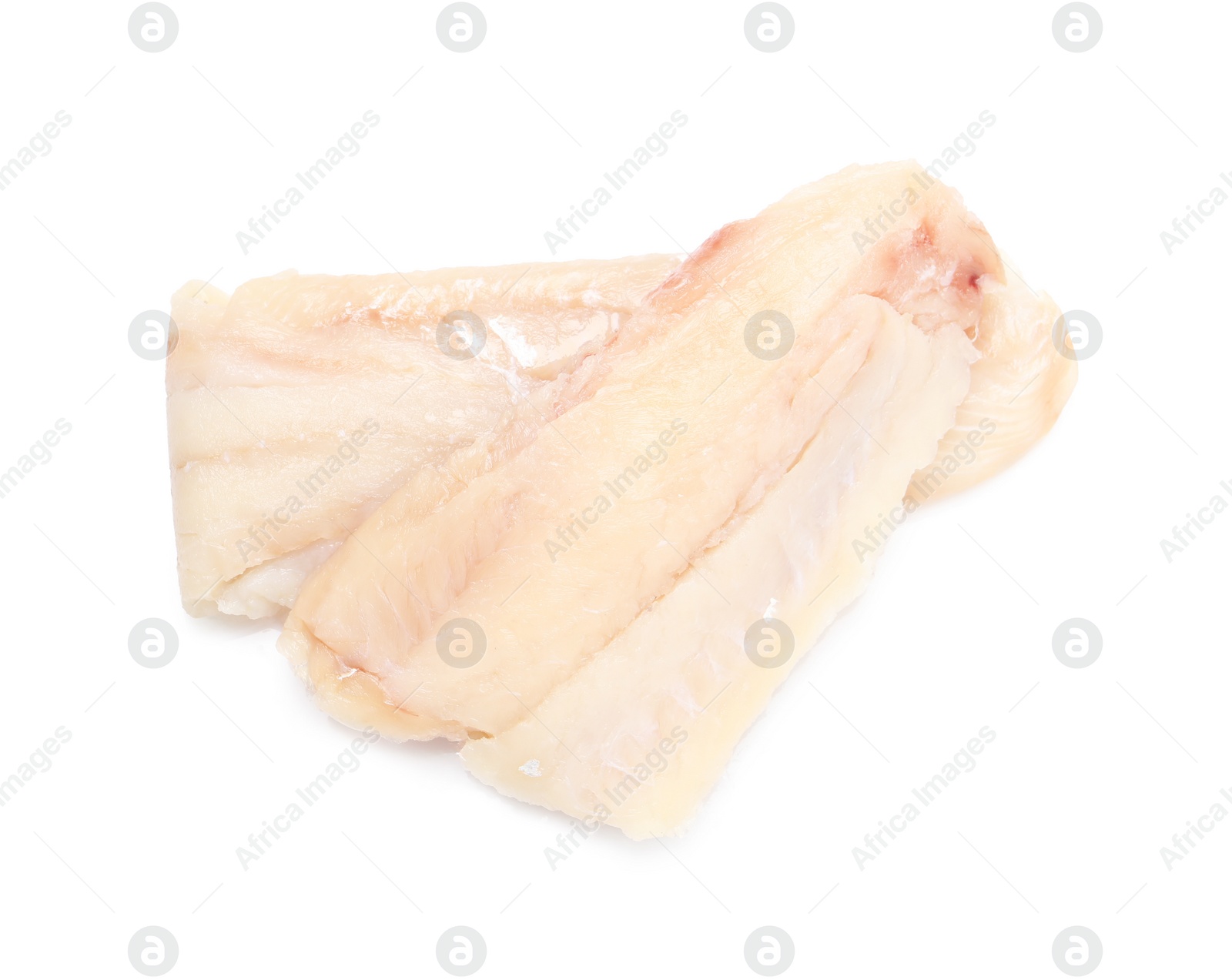 Photo of Pieces of raw cod fish isolated on white