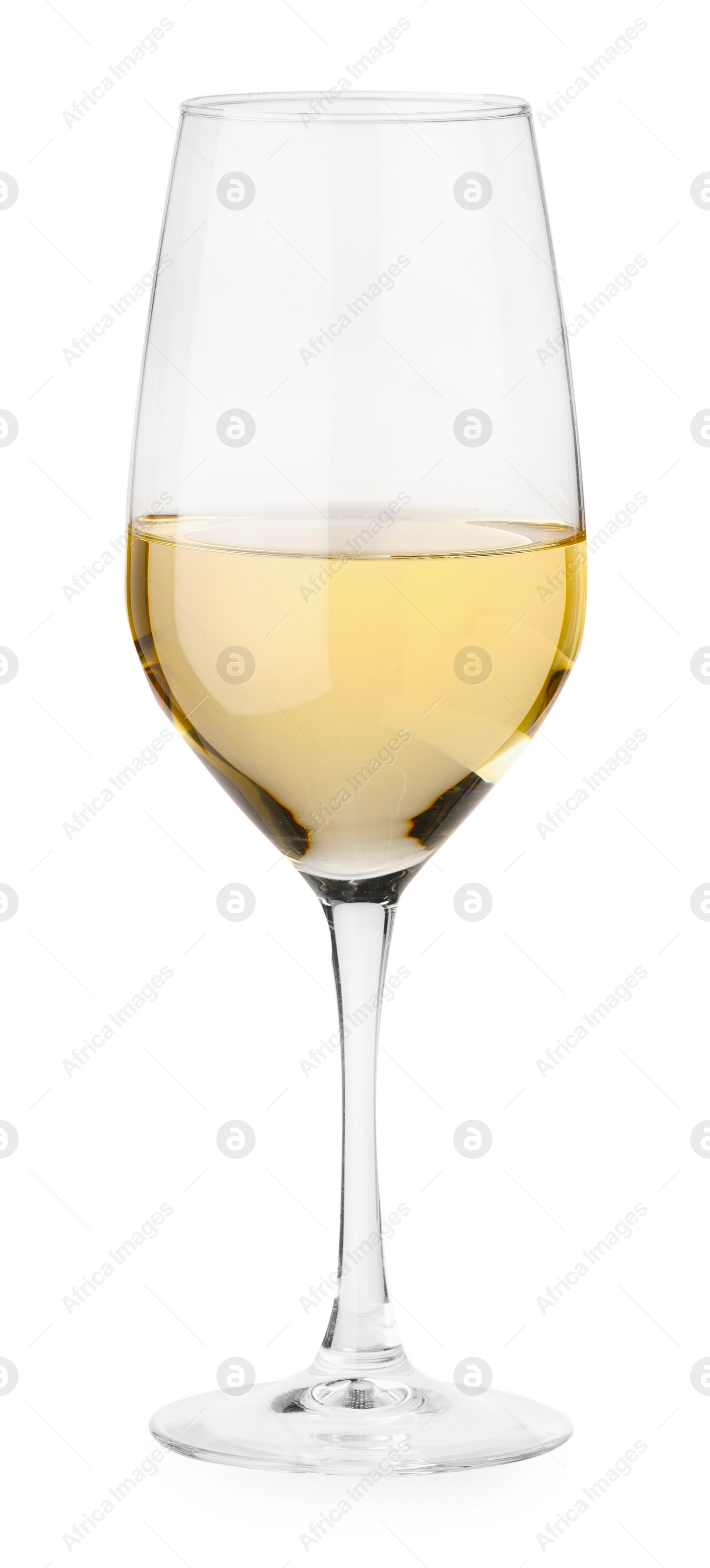 Photo of Tasty wine in glass isolated on white