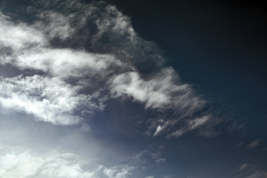 Image of Sky covered with rainy clouds. Stormy weather