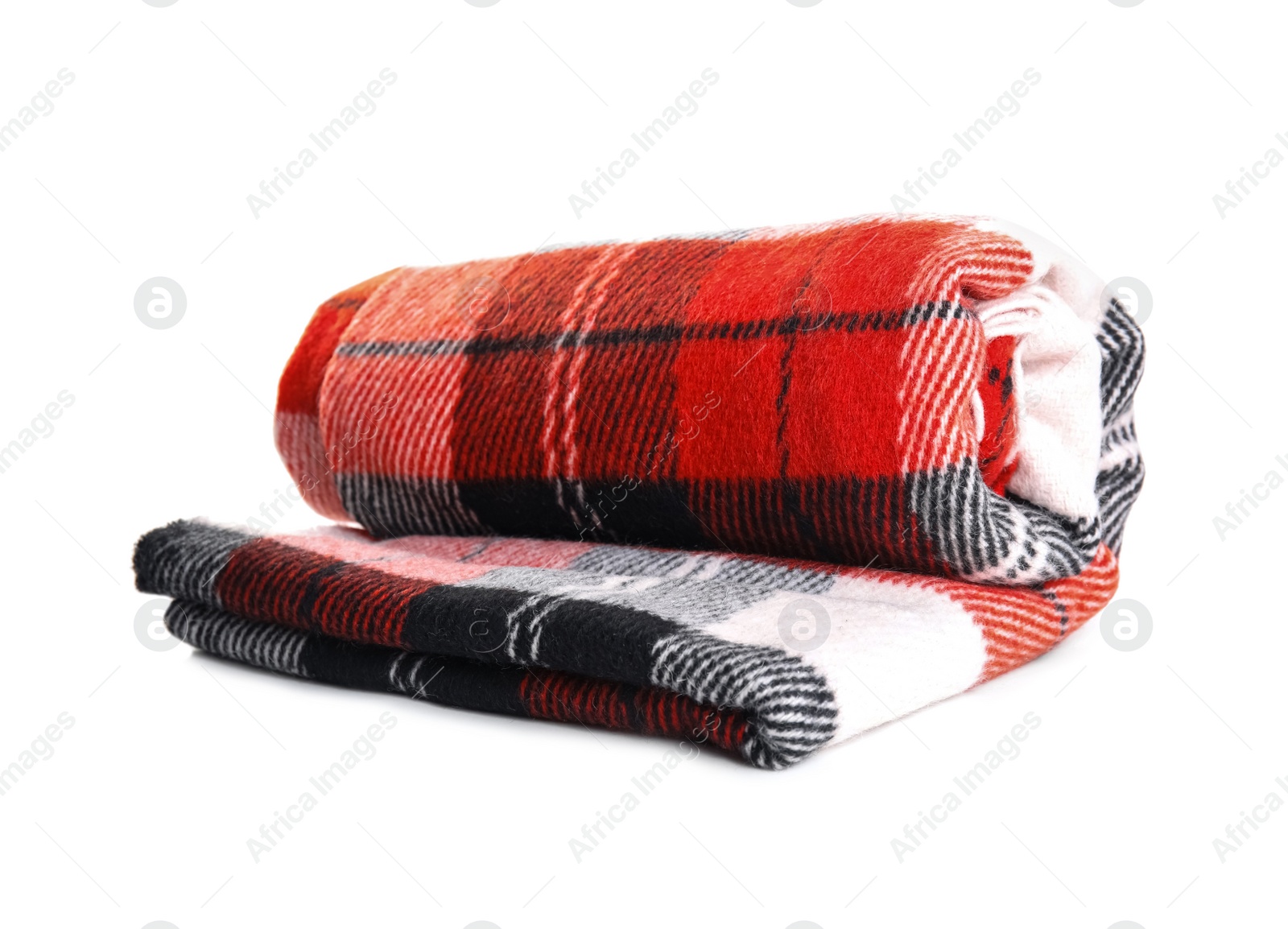 Photo of Stylish soft checkered plaid on white background