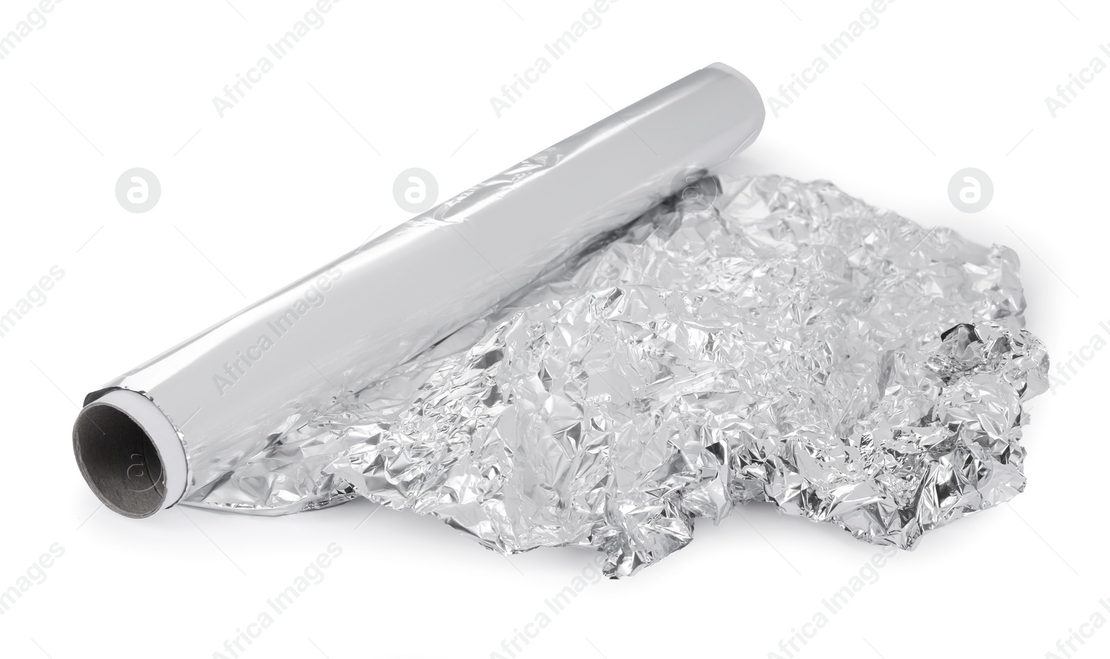 Photo of Roll of aluminum foil isolated on white