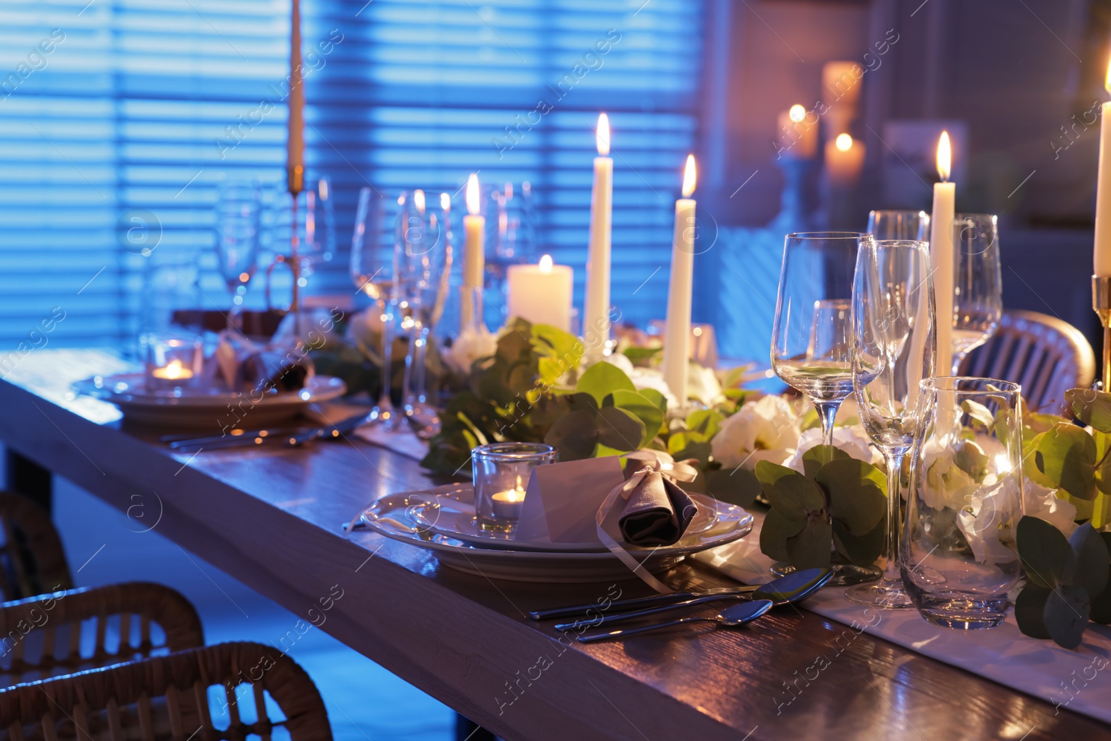 Photo of Festive table setting with beautiful tableware and decor indoors