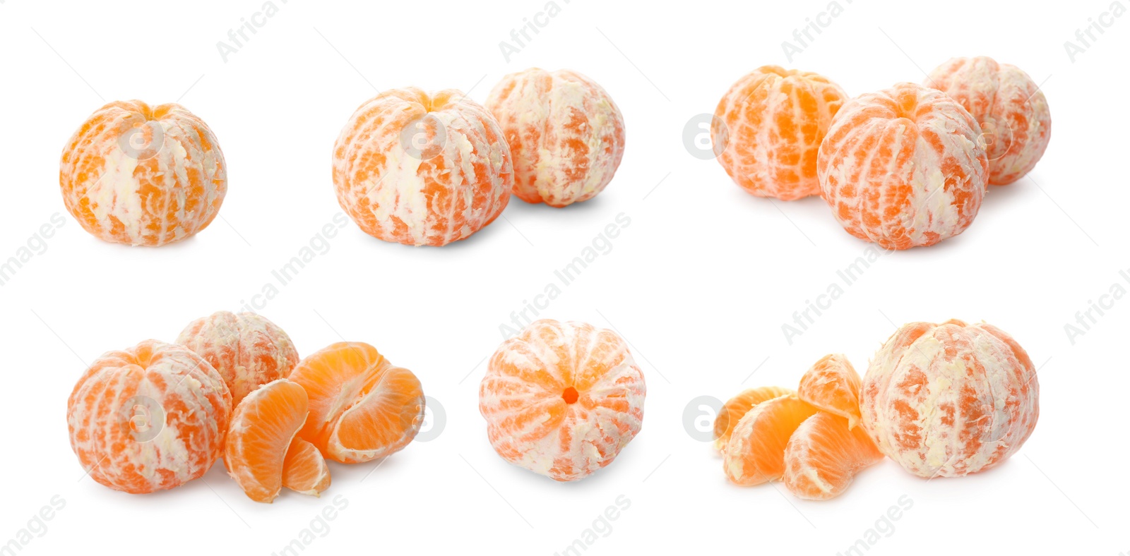 Image of Set with fresh ripe tangerines on white background. Banner design