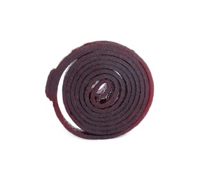 Delicious fruit leather roll isolated on white