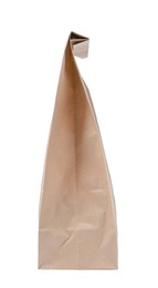 Closed kraft paper bag isolated on white