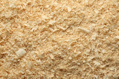 Dry natural sawdust as background, top view