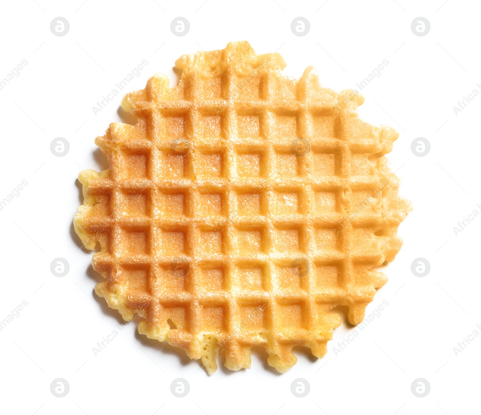 Photo of Delicious waffle for breakfast on white background